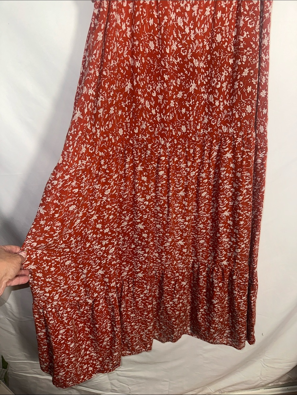 NATURAL LIFE Rust Floral Spaghetti-Strap Maxi Dress with pockets - Picture 4 of 7